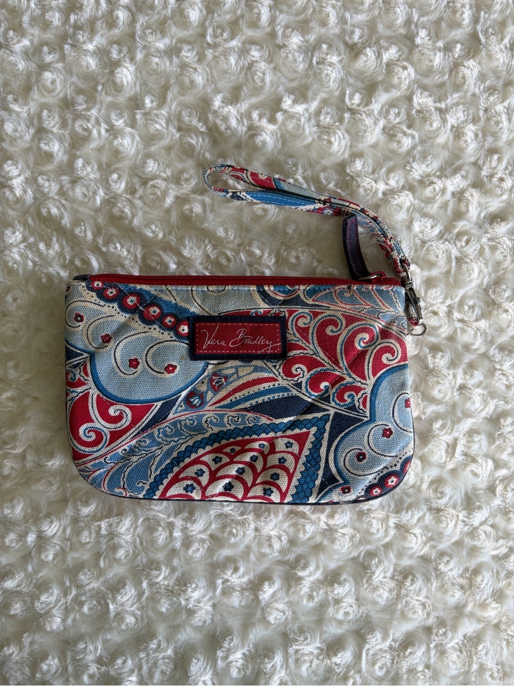 Vera Bradley Retired Pattern Marina Paisley Red & Blue Wristlet